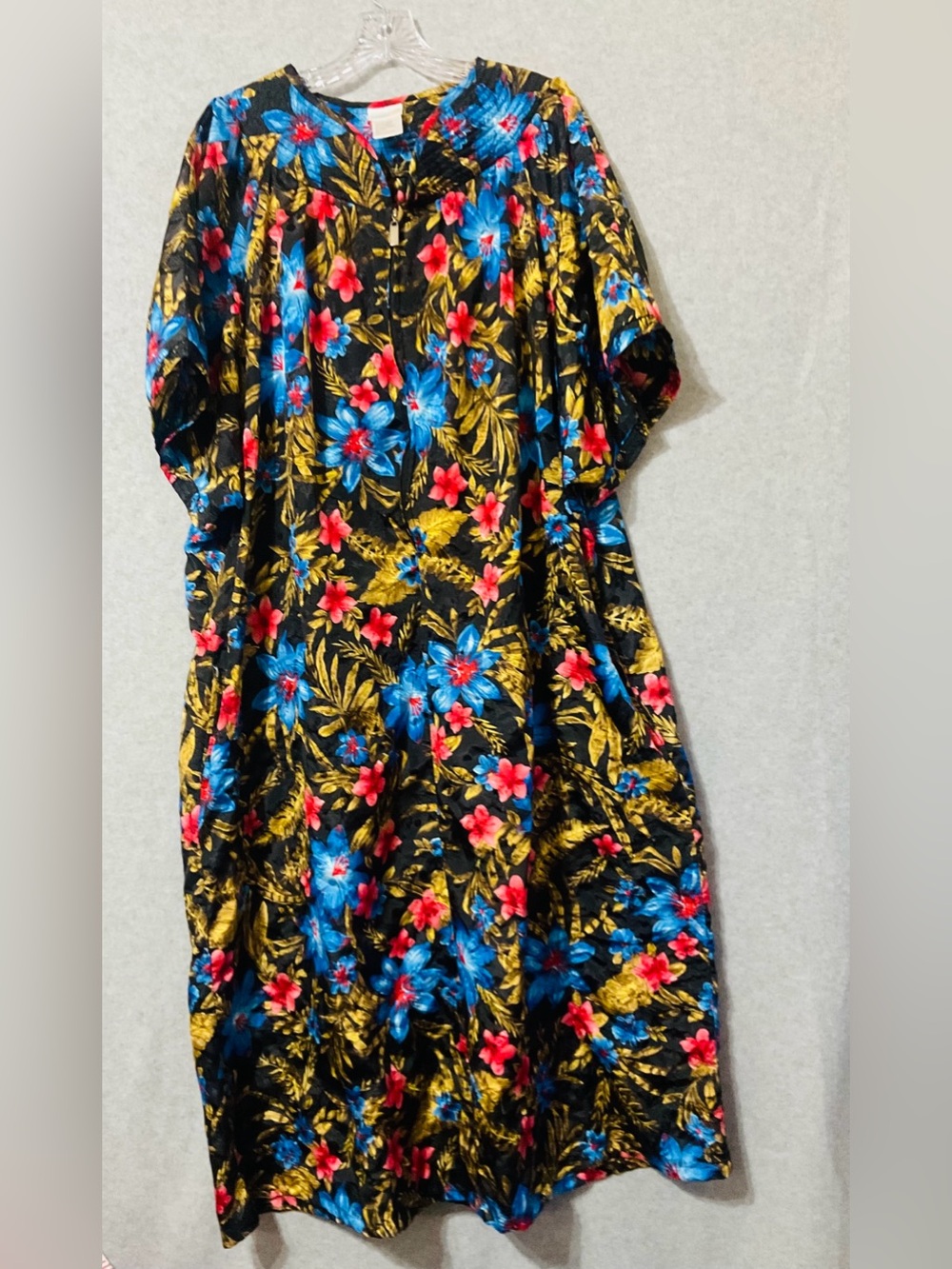 Simply Basic Floral black and multicolor short Sleeves  House maxi Dress SzXL